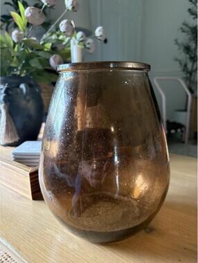 Threshold x Studio McGee Amber Glass Vase – Decorative Bubble Glass Jar